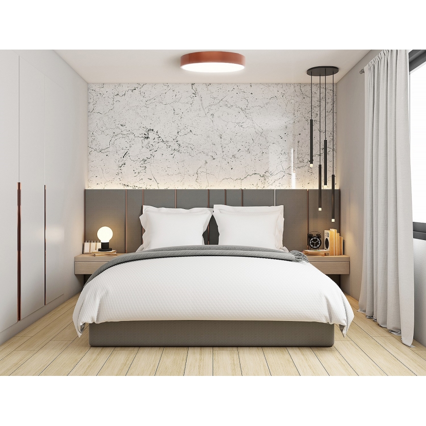 Taklampa med sensor CLEO 6xE27/24W/230V d. 80 cm koppar