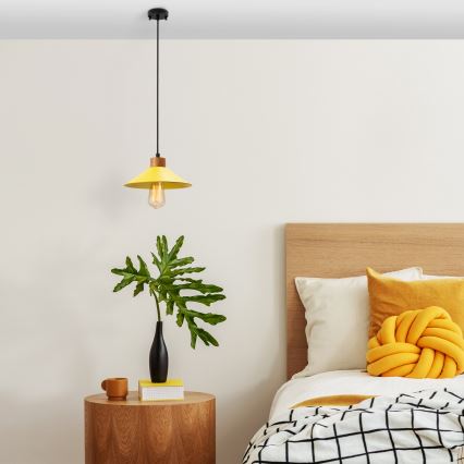 Taklampa med snöre MANAVGAT 1xE27/40W/230V gul/brun