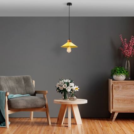 Taklampa med snöre MANAVGAT 1xE27/40W/230V gul/brun