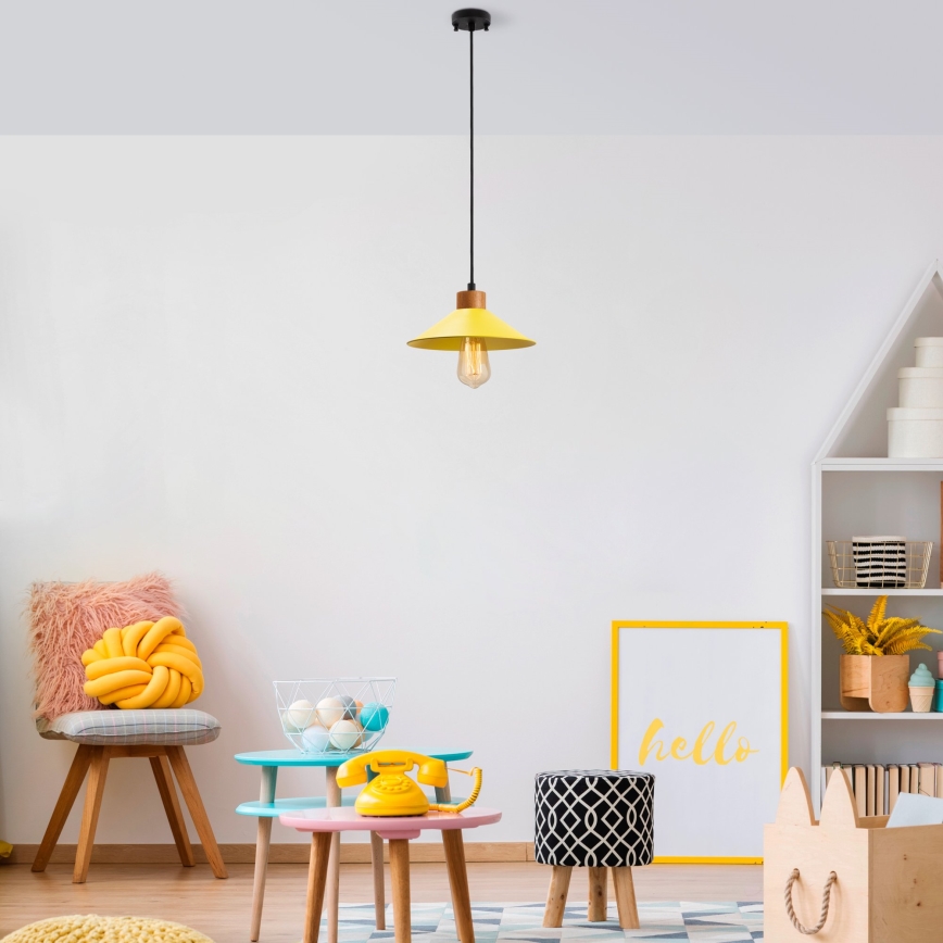 Taklampa med snöre MANAVGAT 1xE27/40W/230V gul/brun