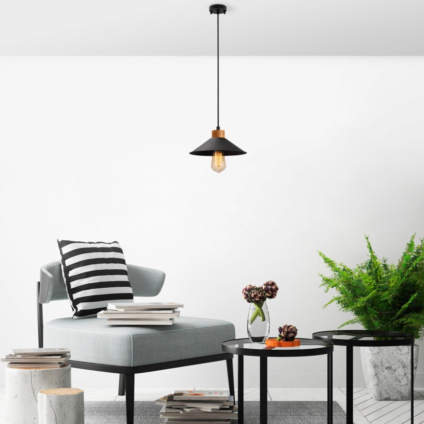 Taklampa med snöre MANAVGAT 1xE27/40W/230V svart/brun