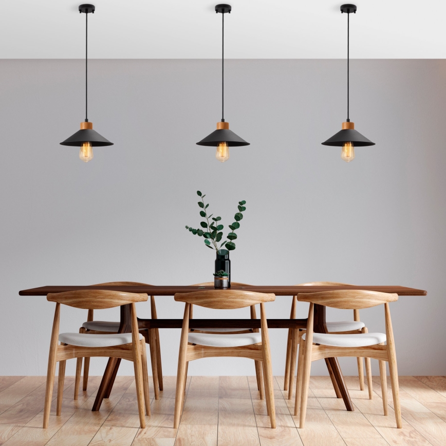 Taklampa med snöre MANAVGAT 1xE27/40W/230V svart/brun