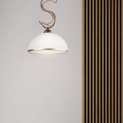 Taklampa med stång COBRA 1xE27/60W/230V Ø 46 cm brons/patina