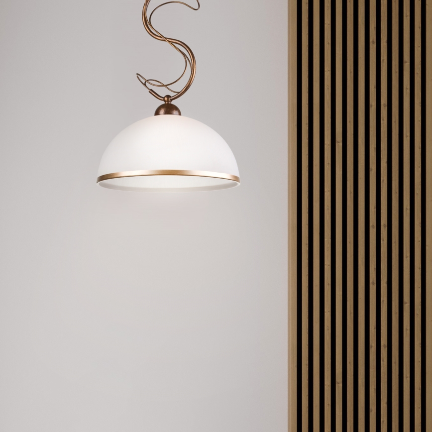 Taklampa med stång COBRA 1xE27/60W/230V Ø 46 cm brons/patina
