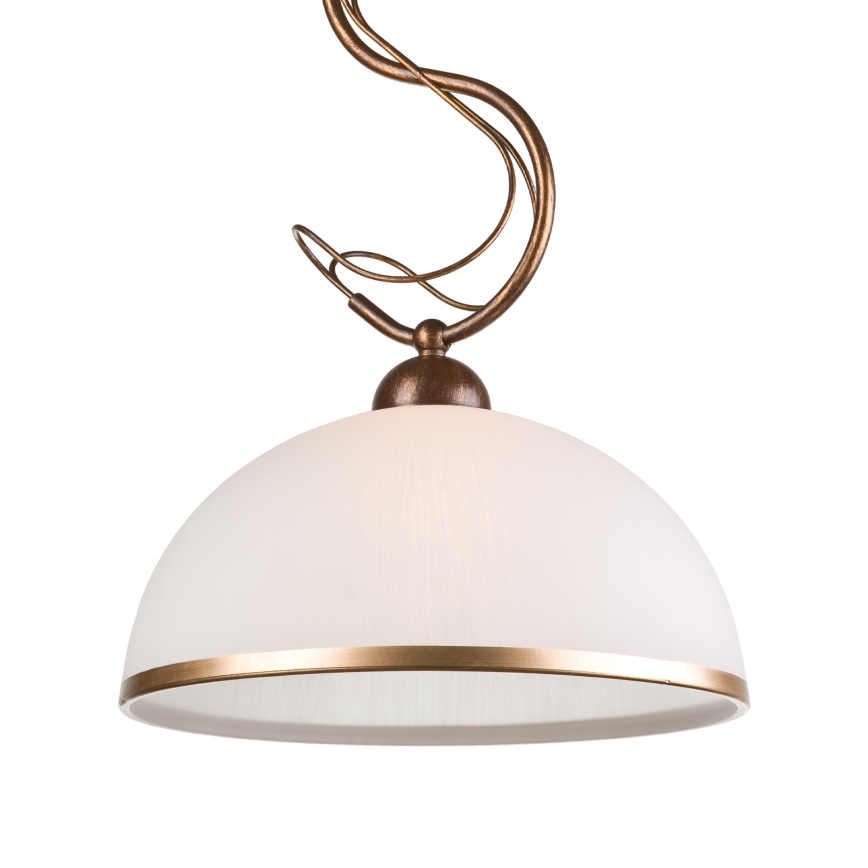 Taklampa med stång COBRA 1xE27/60W/230V Ø 46 cm brons/patina