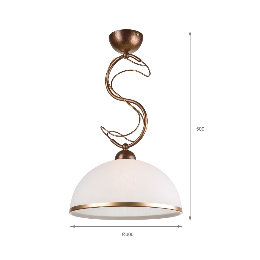 Taklampa med stång COBRA 1xE27/60W/230V Ø 46 cm brons/patina