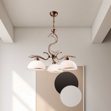 Taklampa med stång COBRA 3xE27/60W/230V brons/patina