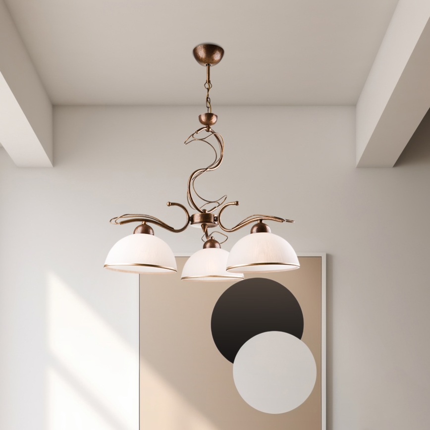 Taklampa med stång COBRA 3xE27/60W/230V brons/patina