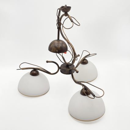 Taklampa med stång COBRA 3xE27/60W/230V brons/patina