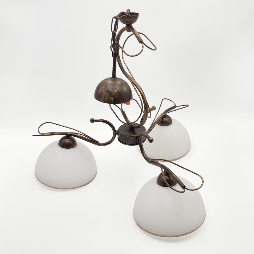 Taklampa med stång COBRA 3xE27/60W/230V brons/patina