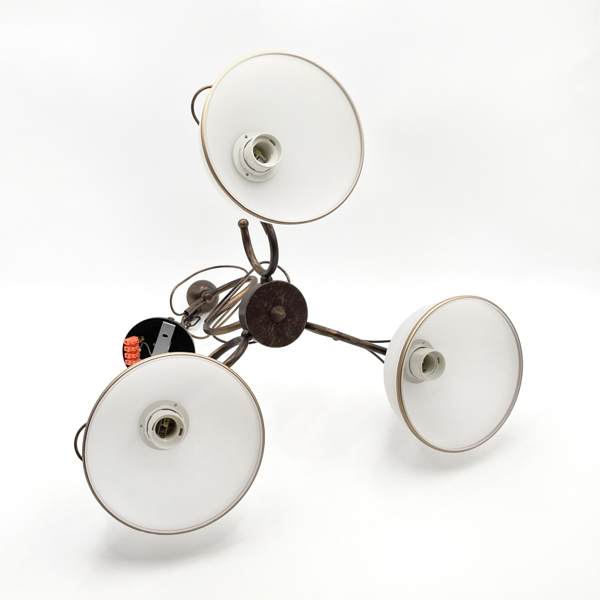 Taklampa med stång COBRA 3xE27/60W/230V brons/patina