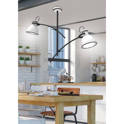 Taklampa med stång ZUMBA 2xE27/60W/230V vit/svart