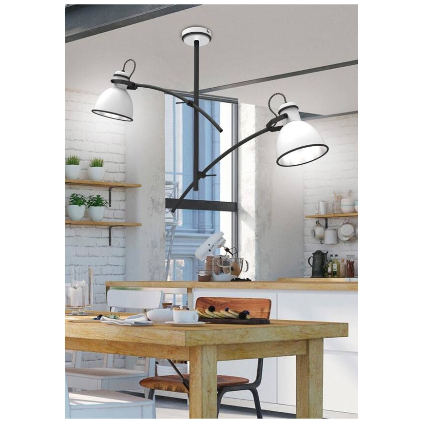 Taklampa med stång ZUMBA 2xE27/60W/230V vit/svart