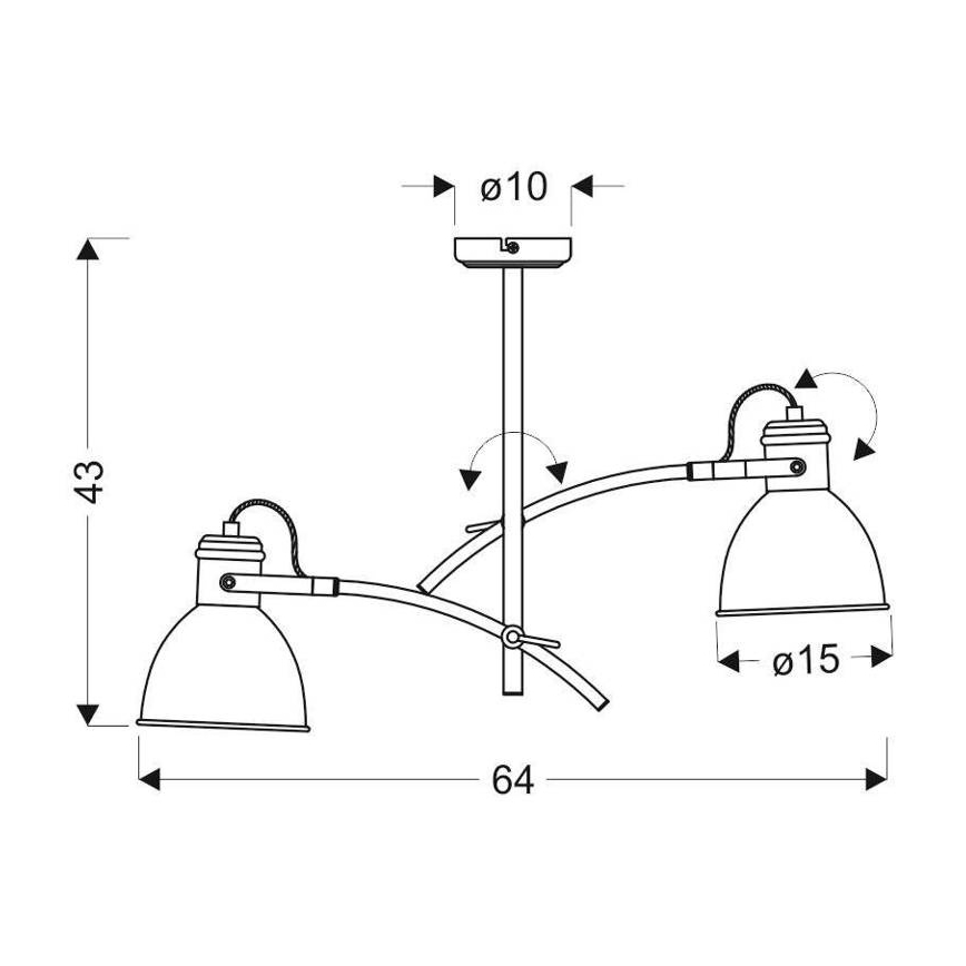 Taklampa med stång ZUMBA 2xE27/60W/230V vit/svart