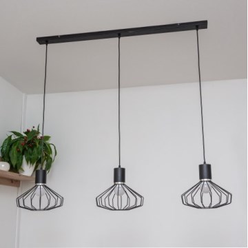 Taklampa med vajer SOLANO 3xE27/15W/230V svart/blank krom