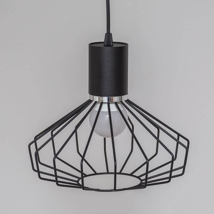 Taklampa med vajer SOLANO 3xE27/15W/230V svart/blank krom