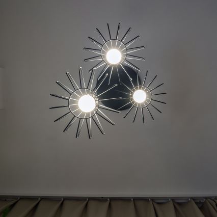 Taklampa med vajer SOLANO 3xE27/15W/230V svart/blank krom
