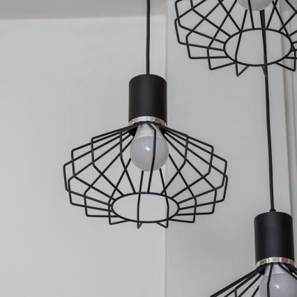 Taklampa med vajer SOLANO 3xE27/15W/230V svart/blank krom