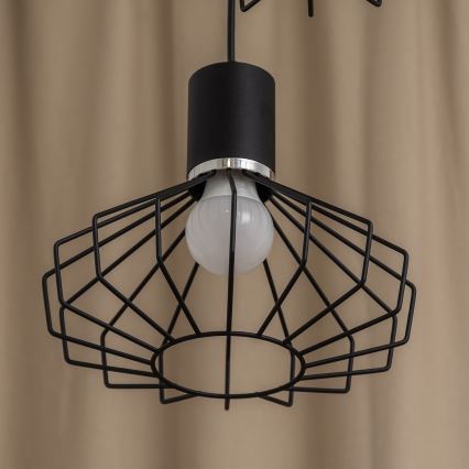 Taklampa med vajer SOLANO 3xE27/15W/230V svart/blank krom