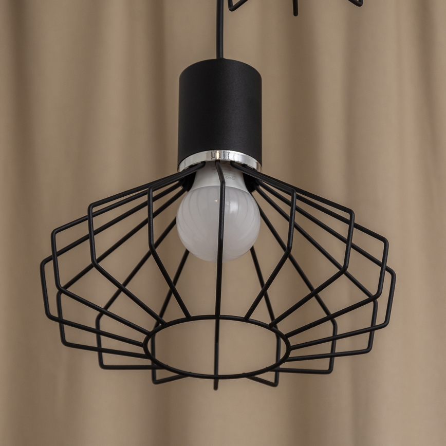 Taklampa med vajer SOLANO 3xE27/15W/230V svart/blank krom