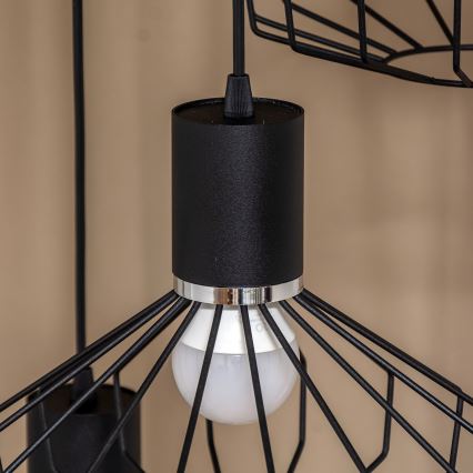 Taklampa med vajer SOLANO 3xE27/15W/230V svart/blank krom