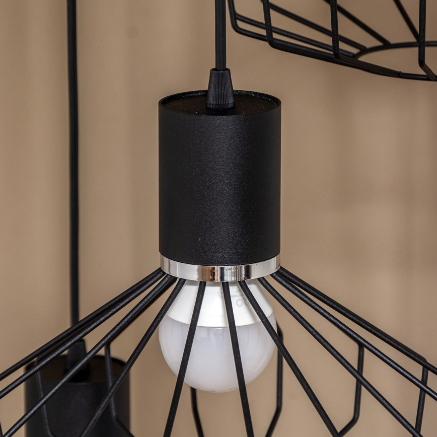 Taklampa med vajer SOLANO 3xE27/15W/230V svart/blank krom