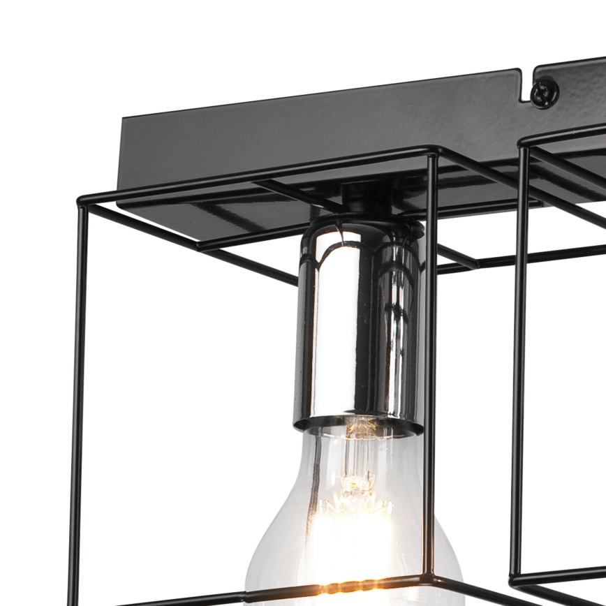 Taklampa MIKA 4xE27/60W/230V 61 cm svart/skinande krom