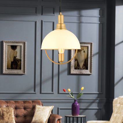Taklampa MONZA 1xE27/40W/230V Ø 30 cm kräm/guld