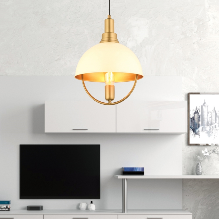 Taklampa MONZA 1xE27/40W/230V Ø 30 cm kräm/guld
