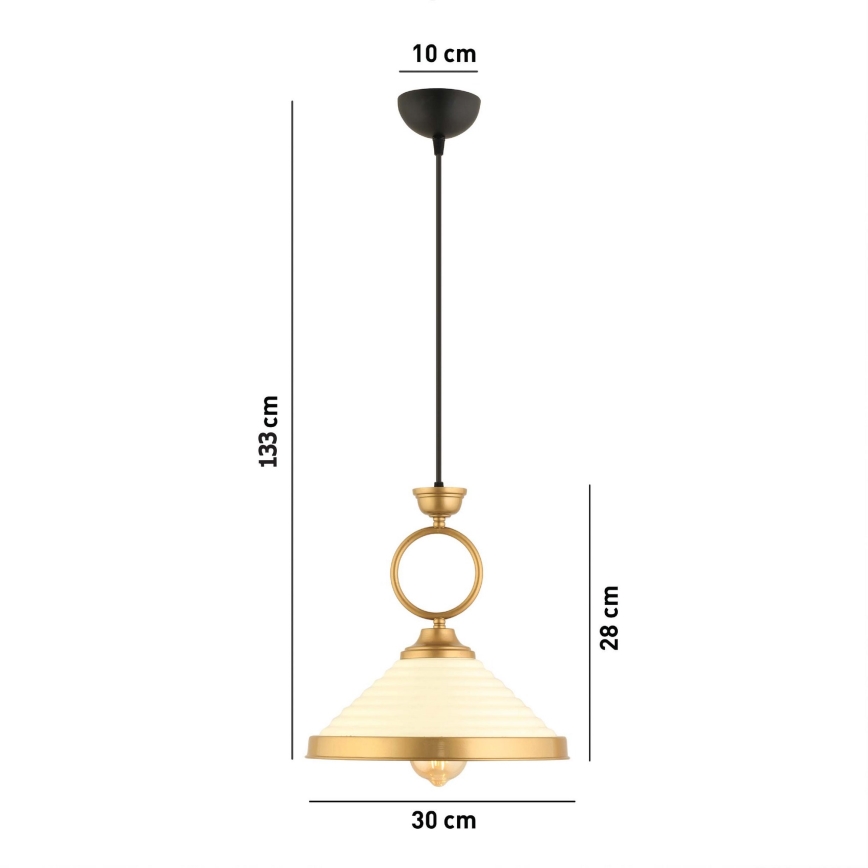 Taklampa MONZA 1xE27/40W/230V Ø 30 cm krämfärgad/brons