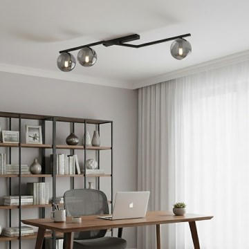 Taklampa NATON 3xE14/10W/230V svart/rökfärgad