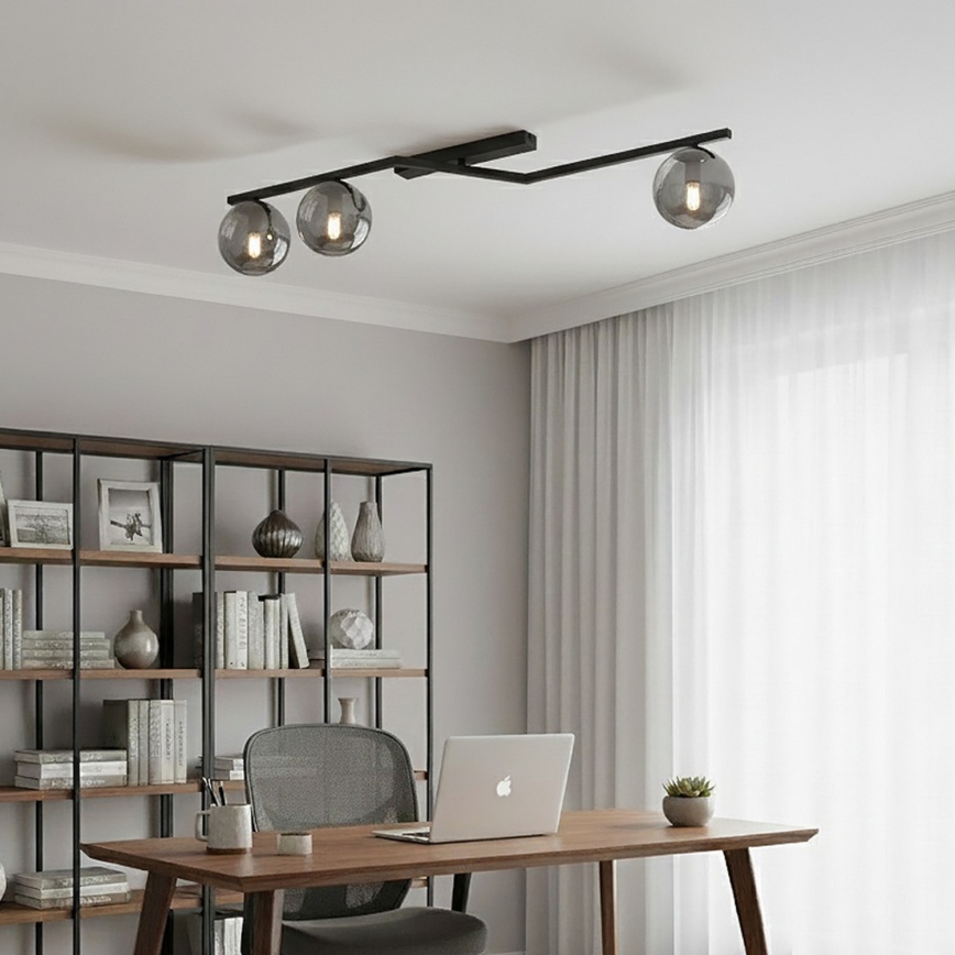 Taklampa NATON 3xE14/10W/230V svart/rökfärgad