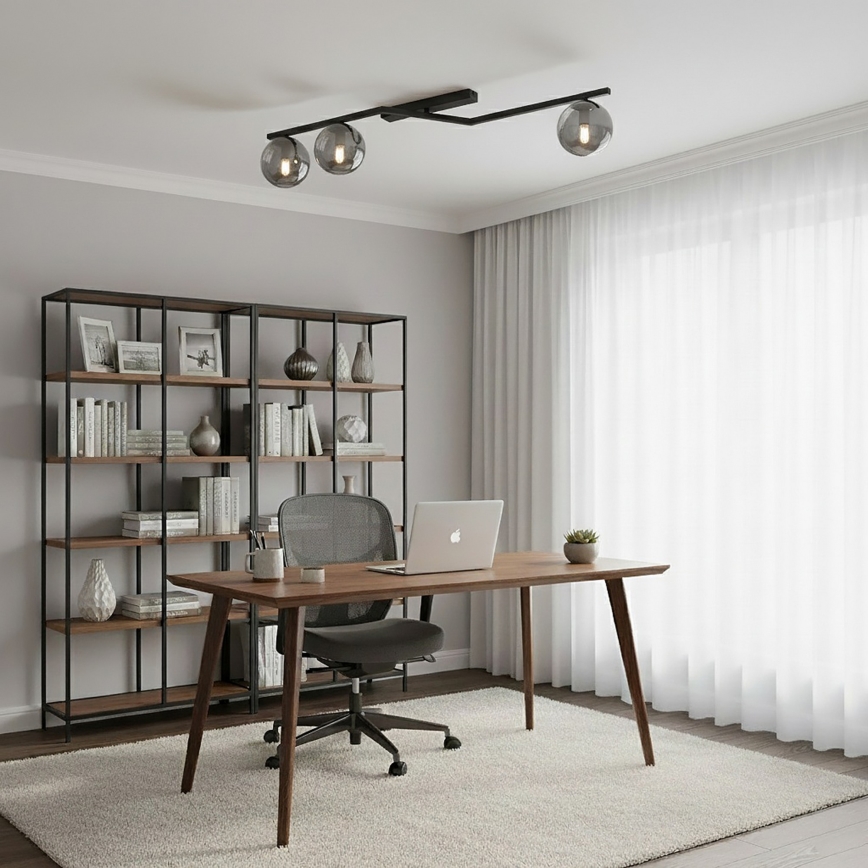 Taklampa NATON 3xE14/10W/230V svart/rökfärgad