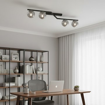 Taklampa NATON 4xE14/10W/230V svart/rökfärgad