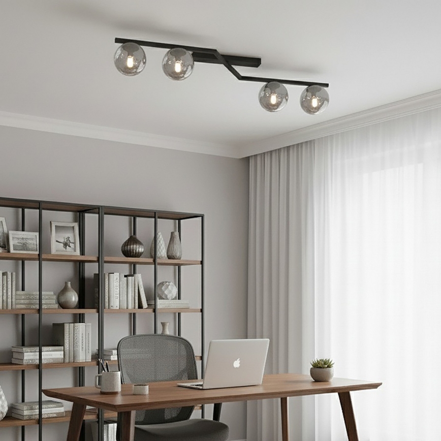 Taklampa NATON 4xE14/10W/230V svart/rökfärgad