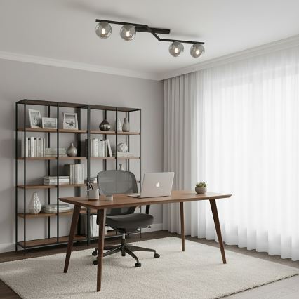 Taklampa NATON 4xE14/10W/230V svart/rökfärgad