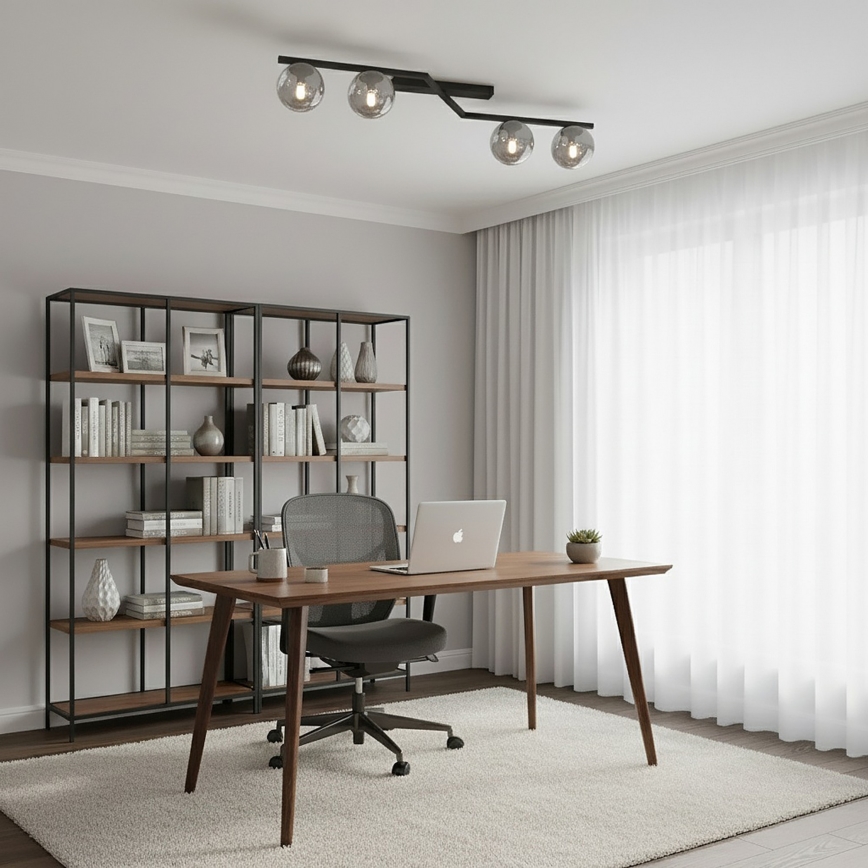 Taklampa NATON 4xE14/10W/230V svart/rökfärgad