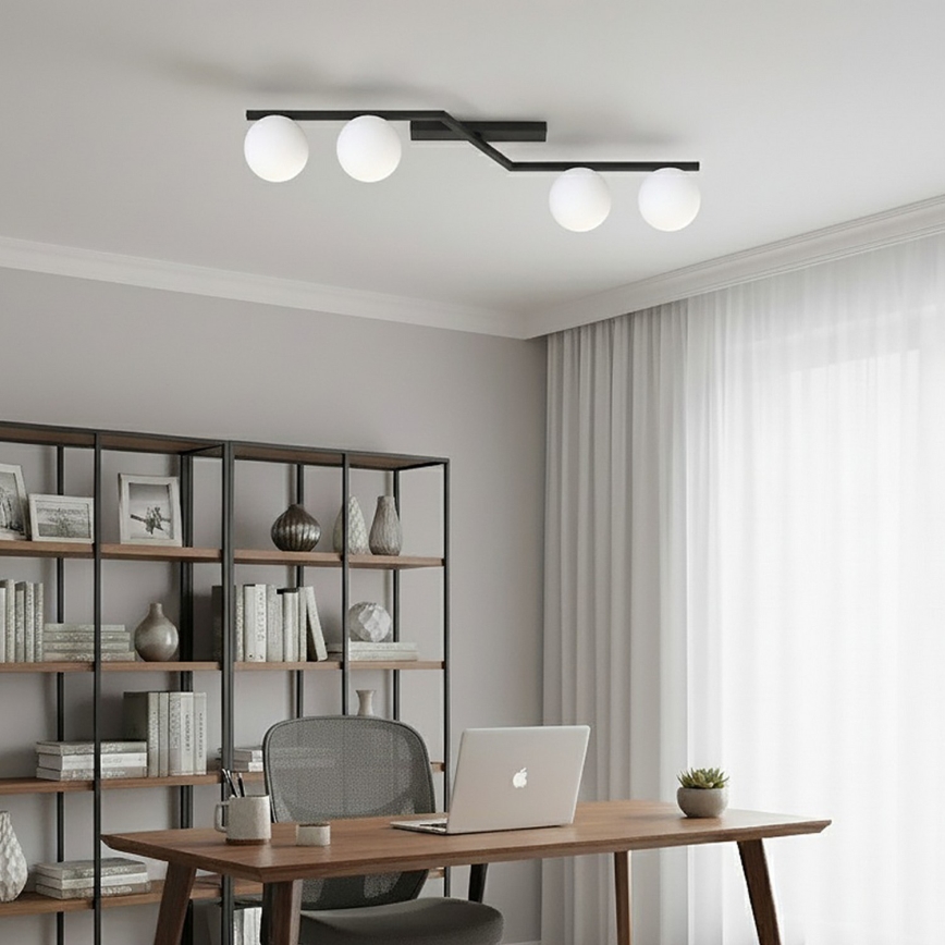 Taklampa NATON 4xE14/10W/230V svart/vit