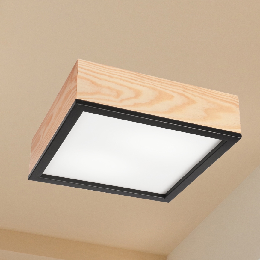 Taklampa NATURAL SQUARE 2xE27/15W/230V 31x31 cm tall/svart