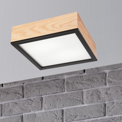 Taklampa NATURAL SQUARE 2xE27/15W/230V 31x31 cm tall/svart