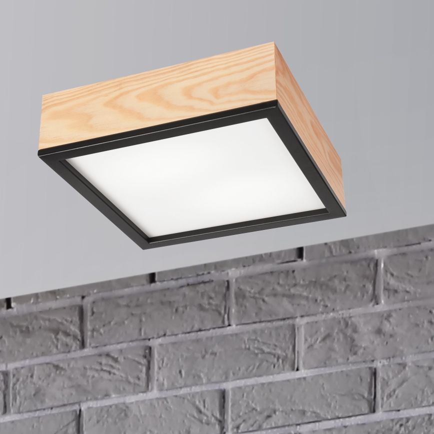 Taklampa NATURAL SQUARE 2xE27/15W/230V 31x31 cm tall/svart