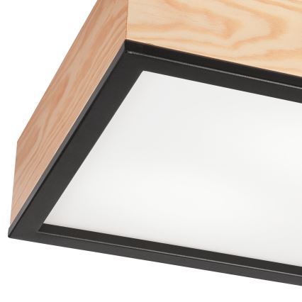 Taklampa NATURAL SQUARE 2xE27/15W/230V 31x31 cm tall/svart