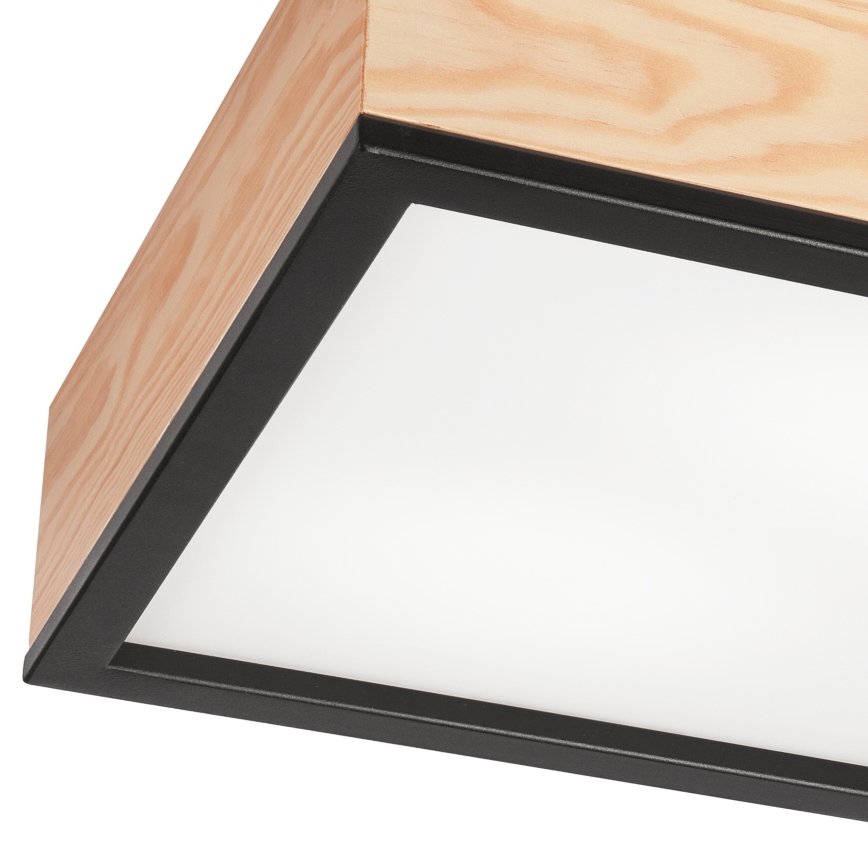 Taklampa NATURAL SQUARE 2xE27/15W/230V 31x31 cm tall/svart