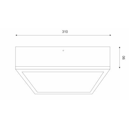 Taklampa NATURAL SQUARE 2xE27/15W/230V 31x31 cm tall/svart