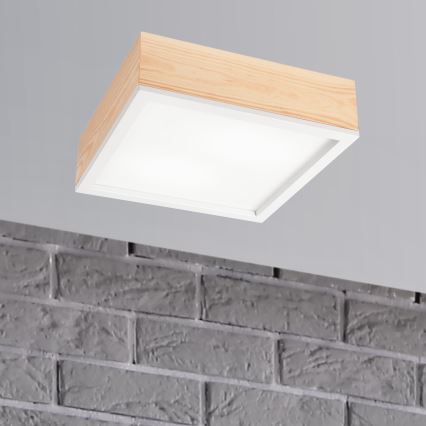 Taklampa NATURAL SQUARE 2xE27/15W/230V 31x31 cm tall/vit
