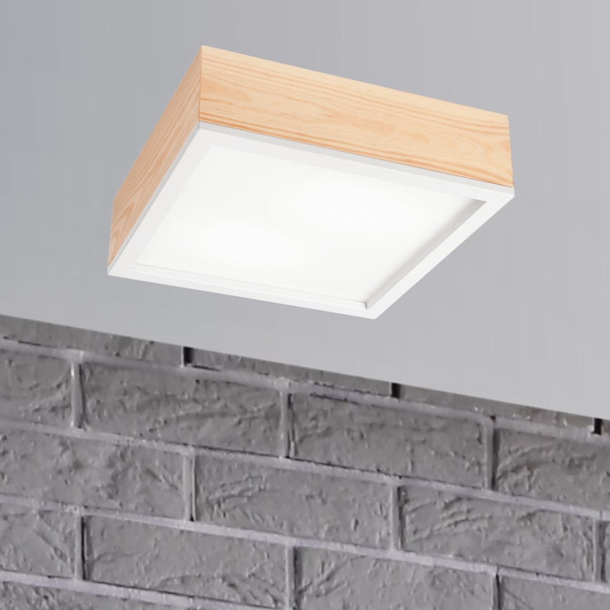 Taklampa NATURAL SQUARE 2xE27/15W/230V 31x31 cm tall/vit