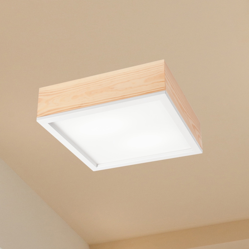 Taklampa NATURAL SQUARE 2xE27/15W/230V 31x31 cm tall/vit