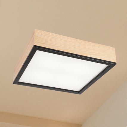 Taklampa NATURAL SQUARE 4xE27/15W/230V 39x39 cm tall/svart