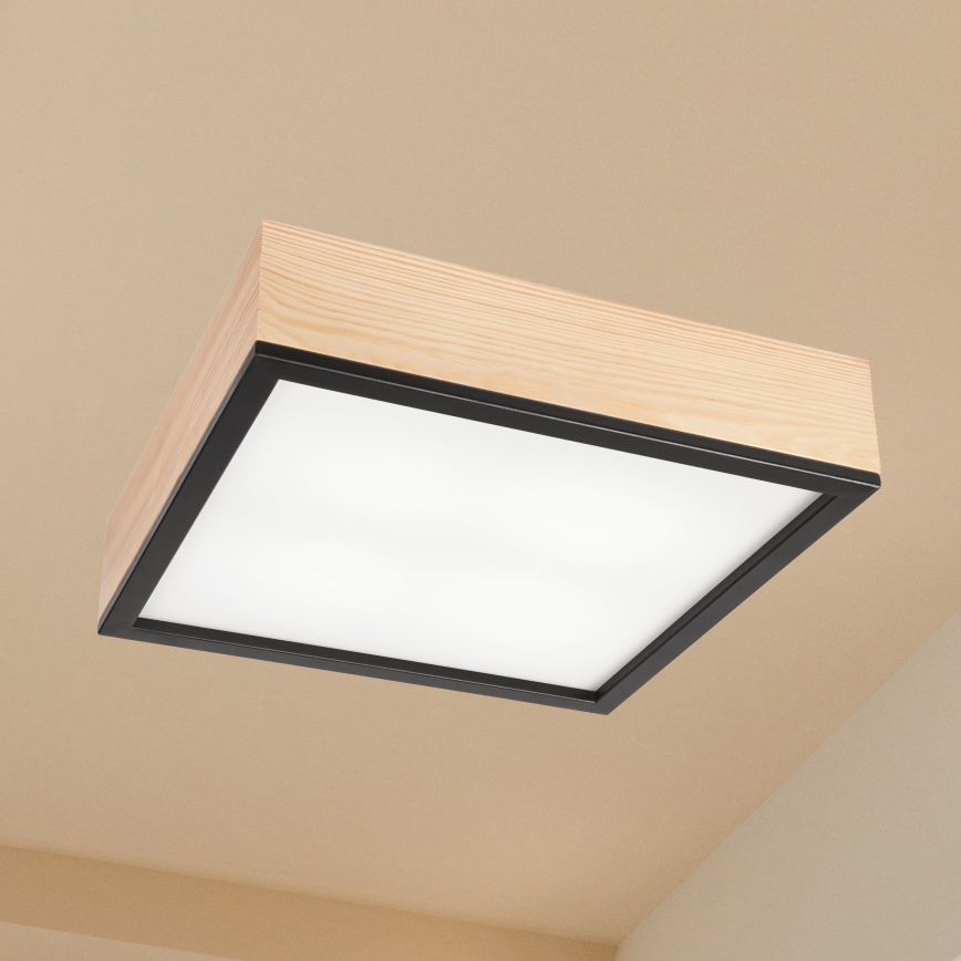 Taklampa NATURAL SQUARE 4xE27/15W/230V 39x39 cm tall/svart