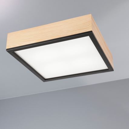 Taklampa NATURAL SQUARE 4xE27/15W/230V 39x39 cm tall/svart